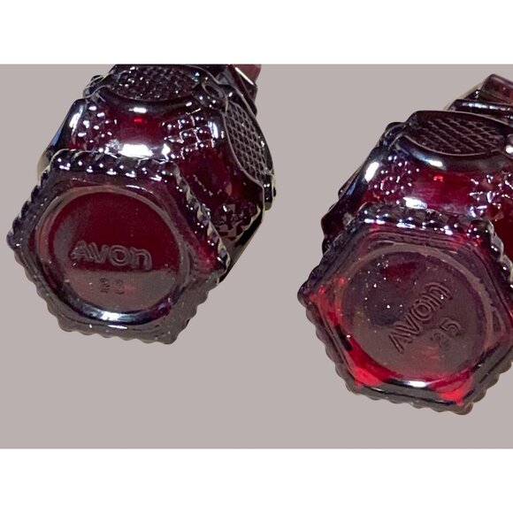 Avon Cape Cod Ruby Red Vintage Glass Cologne Bottles Set Of 2 Collectible Decora - Picture 5 of 8